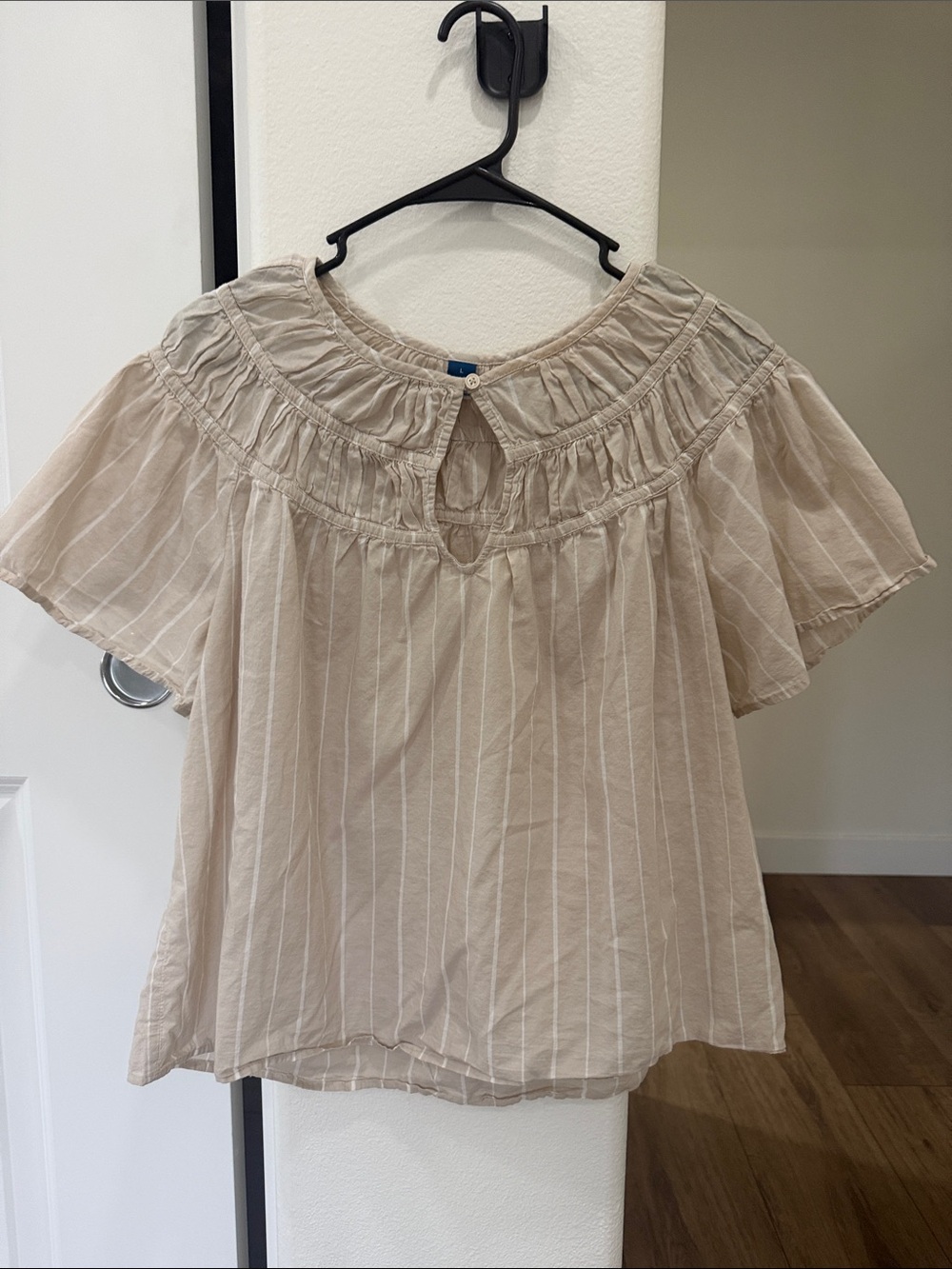 Old Navy Beige Striped Peasant Blouse - Women